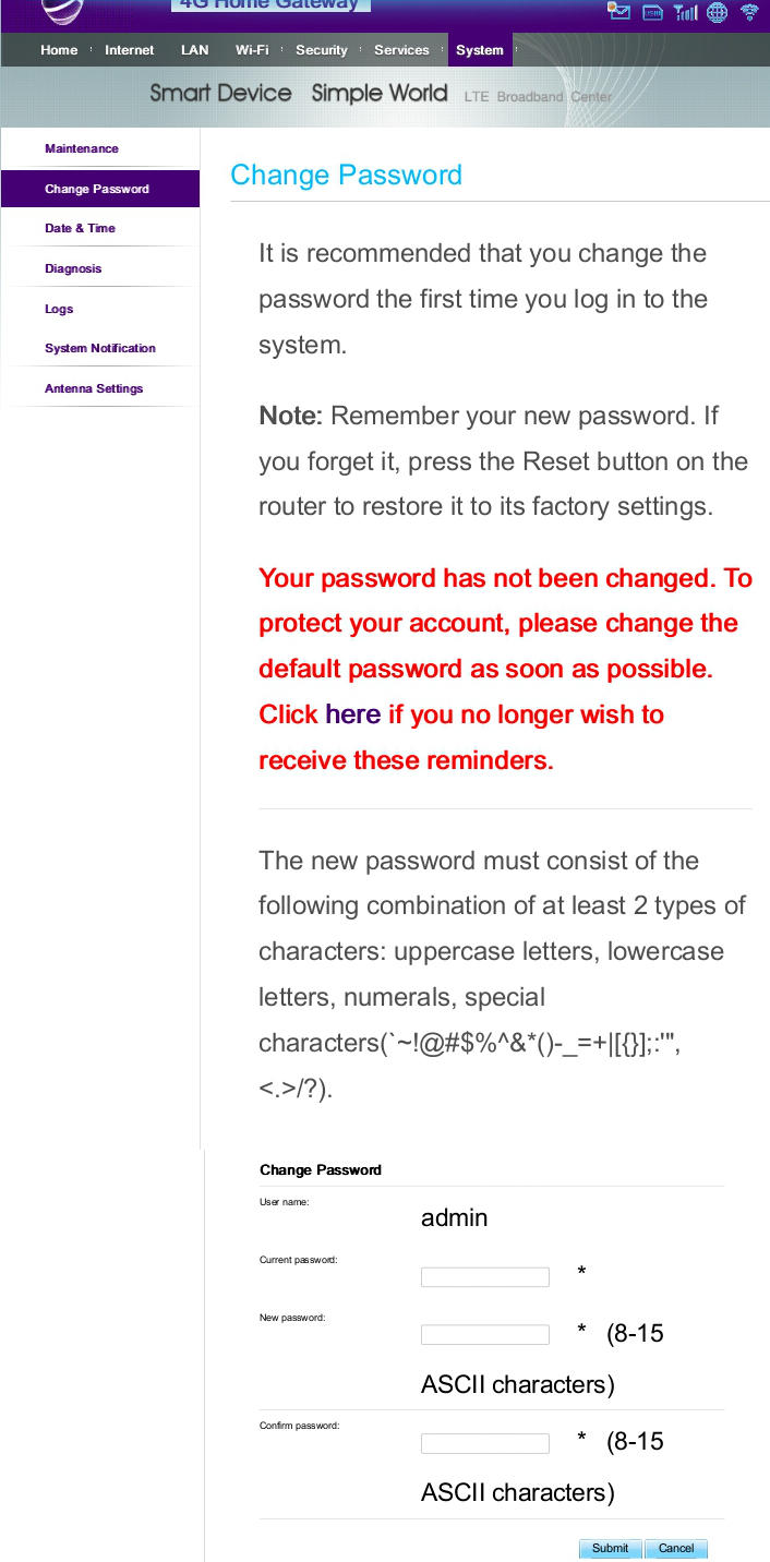 change password